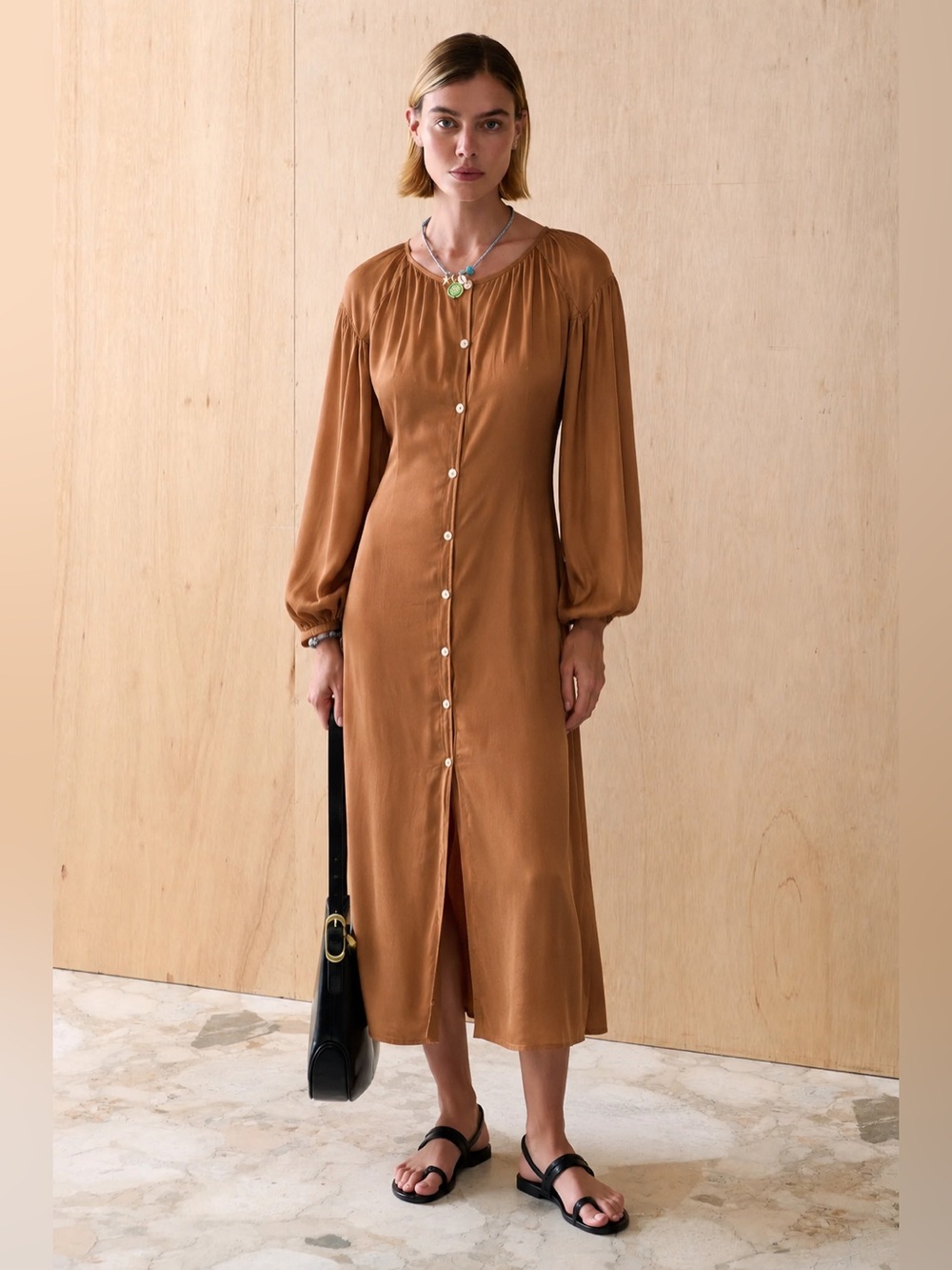 NWT Sancia Hannare Button-Front Midi Dress